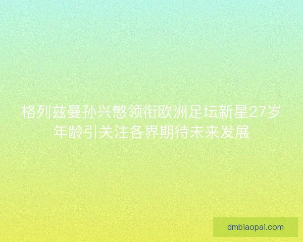格列兹曼孙兴慜领衔欧洲足坛新星27岁年龄引关注各界期待未来发展