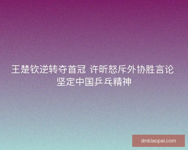 王楚钦逆转夺首冠 许昕怒斥外协胜言论 坚定中国乒乓精神