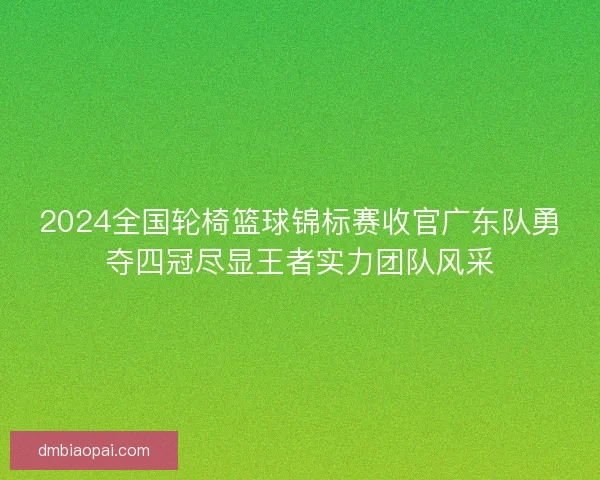 2024全国轮椅篮球锦标赛收官广东队勇夺四冠尽显王者实力团队风采