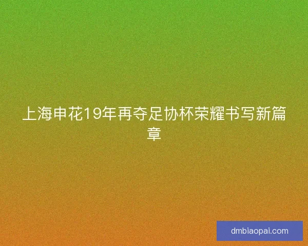 上海申花19年再夺足协杯荣耀书写新篇章